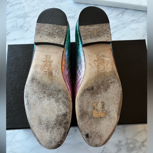 Chanel METIERS D’art 2020 Metallic Rainbow Calfskin Ballet Flats, size EU 36.5 - Picture 9 of 10